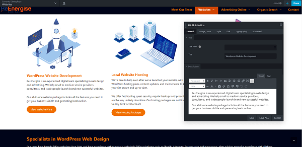 Visual Editing WordPress Web Design 2020